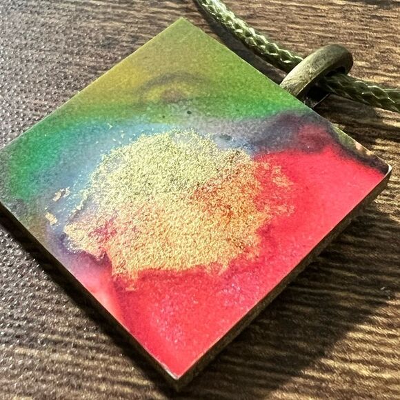 HANDCRAFTED Painted Pendant Necklace - Picture 2 of 6